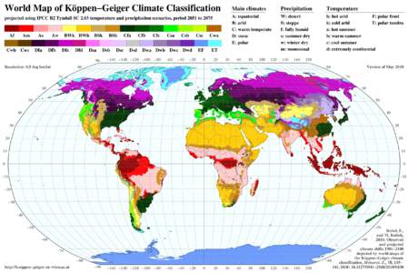 World Map of Köppen−Geiger Climate Classification  Main climates Precipitation