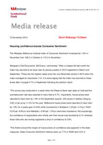A division of Westpac Banking Corporation ABN[removed]Media release Strict Embargo 10:30am  13 November 2013