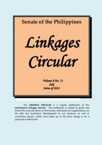 Senate of the Philippines  Linkages Circular Volume 8 No. 13 July