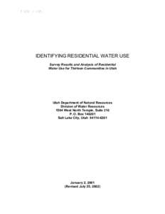 REVISED-DRAFT  IDENTIFYING RESIDENTIAL WATER USE Survey Results and Analysis of Residential Water Use for Thirteen Communities in Utah