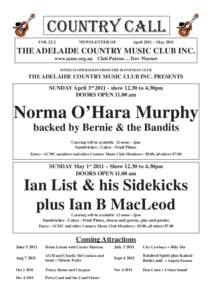 Adelaide Country Music Club Country Call AprilMay 2011 Issue - Vol 22.2