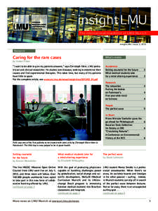 insight LMU The international newsletter of LMU Munich insight LMU / Issue 2, 2013  Research