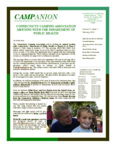 CAMPANION THE QUARTERLY NEWSLETTER OF THE CONNECTICUT CAMPING ASSOCIATION CONNECTICUT CAMPING ASSOCIATION MEETING WITH THE DEPARTMENT OF PUBLIC HEALTH