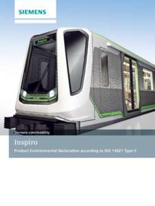 siemens.com/mobility  Inspiro Product Environmental Declaration according to ISOType II  Product description