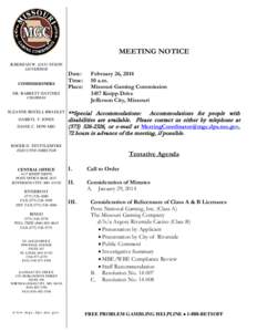 MEETING NOTICE JEREMIAH W. (JAY) NIXON GOVERNOR COMMISSIONERS