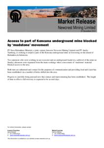 Microsoft Word - FINAL Access to part of Kencana underground mine blocked by mudstone movement[removed]doc