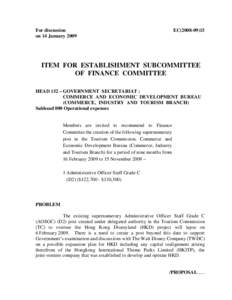 For discussion on 14 January 2009 EC[removed]ITEM FOR ESTABLISHMENT SUBCOMMITTEE