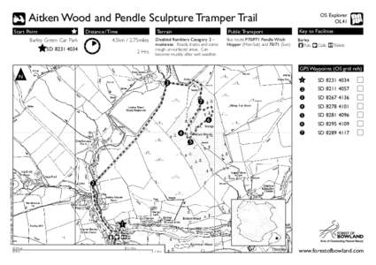 Aitken Wood and Pendle Sculpture Tramper Trail Start Point Distance/ Time  Barley Green Car Park