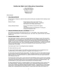 California Debt Limit Allocation Committee Jesse Unruh Building 915 Capitol Mall, Room 587  Sacramento, CA 95814