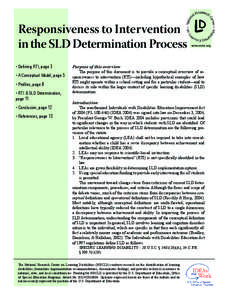 Responsiveness to Intervention in the SLD Determination Process • Defining RTI, page 3