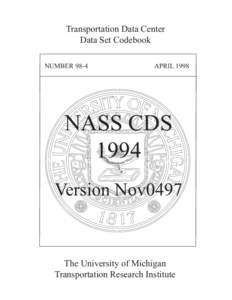 Transportation Data Center Data Set Codebook NUMBER 98-4 APRIL 1998