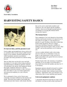 Fact Sheet NO. F-016 SEPTEMBER 1985 Farm Safety Association