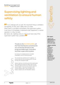 Application : underground car park  Supervising lighting and ventilation to ensure human safety In an underground car park, the important thing is ventilation