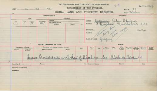 Department of the Interior Property and Tenancy Ledger