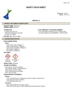 Page 1 of 5  SAFETY DATA SHEET Date Issued : SDS No : VERITAS LV