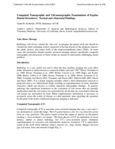 Computed Tomographic and Ultrasonographic Examination of Equine Dental... by S.M. Puchalski - AAEP Focus 2006