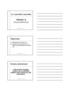 NC DHSR HCPR: Handout Q Person-center Care