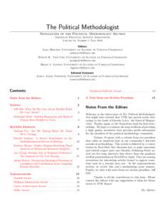 The Political Methodologist Newsletter of the Political Methodology Section American Political Science Association Volume 18, Number 1, FallEditors: