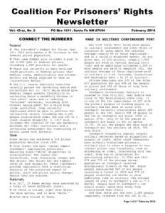 Coalition For Prisoners’ Rights Newsletter Vol. 43-zz, No. 2 PO Box 1911, Santa Fe NM 87504