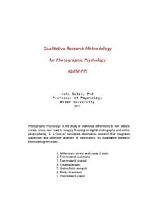 Qualitative Research Methodology for Photographic Psychology (QRM-PP)   	
  