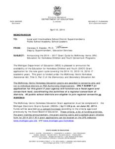 McKinney–Vento Homeless Assistance Act / Michigan Department of Education / Geography of Michigan / Homelessness / McKinney /  Texas / Lansing /  Michigan / Geography of the United States / State governments of the United States / Homelessness in the United States / 99th United States Congress / Affordable housing