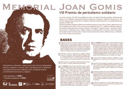 Memorial Joan Gomis VIII Premio de periodismo solidario