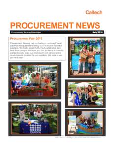 PROCUREMENT NEWS July 2016 Procurement Services Newsletter  Procurement Fair 2016