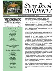 Stony Brook  CURRENTS Vol. IX, No. 2  A Newsletter of the Suffield Historical Society