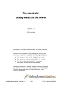 Biochemfusion Binary molecule file format version[removed]