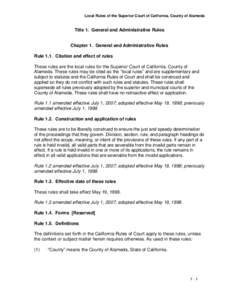 DIVISION I:  GENERAL AND ADMINISTRATIVE RULES
