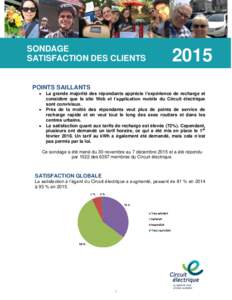 SONDAGE SATISFACTION DES CLIENTSPOINTS SAILLANTS