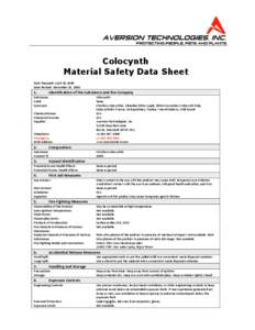 Colocynth Material Safety Data Sheet Date Prepared: April 20, 2009   