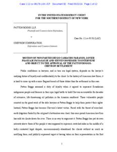 Case 1:12-cv[removed]LAK-JCF Document 82 Filed[removed]Page 1 of 12  IN THE UNITED STATES DISTRICT COURT FOR THE SOUTHERN DISTRICT OF NEW YORK  PATTON BOGGS LLP,