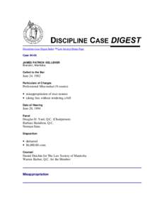 Discipline Case Digest Index  Law Society Home Page Case[removed]JAMES PATRICK KELLEHER