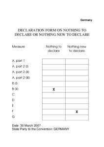 Germany  DECLARATION FORM ON NOTHING TO DECLARE OR NOTHING NEW TO DECLARE Measure