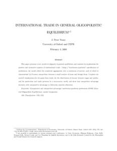 INTERNATIONAL TRADE IN GENERAL OLIGOPOLISTIC EQUILIBRIUM ;y J. Peter Neary University of Oxford and CEPR February 4, 2009