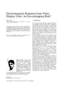 Electromagnetic Radiation from Video Display Units: An Eavesdropping Risk? 1. Introduction