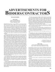 ADVERTISEMENTS FOR  BIDDERS/CONTRACTORS SEALED BIDS PROVIDE NEW WATER SERVICE