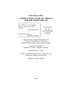 FOR PUBLICATION  UNITED STATES COURT OF APPEALS FOR THE NINTH CIRCUIT CLARE MILNE, by and through MICHAEL JOSEPH COYNE, her