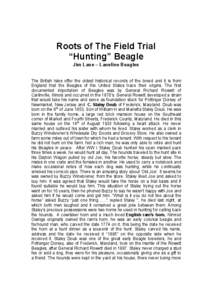 Roots of The Field Trial  “Hunting” Beagle  Jim Lane – Laneline Beagles 