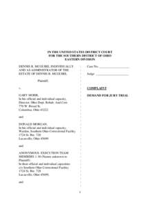 IN THE UNITED STATES DISTRICT COURT FOR THE SOUTHERN DISTRICT OF OHIO EASTERN DIVISION DENNIS R. MCGUIRE, INDIVIDUALLY AND AS ADMINISTRATOR OF THE ESTATE OF DENNIS B. MCGUIRE,