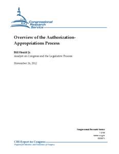 Overview of the Authorization-Appropriations Process