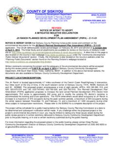 COUNTY OF SISKIYOU Community Development Department Environmental Health ♦ Planning ♦ Building 806 South Main Street· Yreka, California[removed]2100 · Fax[removed]