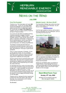 NEWS ON THE WIND July 2006 From The President Website Launch – We Have Lift-off !