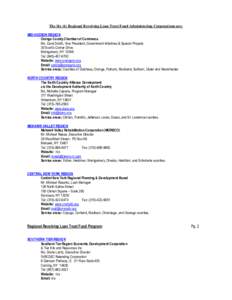 The Six (6) Regional Revolving Loan Trust Fund Administering Corporations are: MID-HUDSON REGION Orange County Chamber of Commerce Ms. Carol Smith, Vice President, Government Initiatives & Special Projects 30 Scott’s C