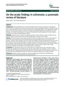 Ochronosis / Alkaptonuria / Vision / Glaucoma / Uveitis / Keratoconus / Homogentisate 1 / 2-dioxygenase / Homogentisic acid / Astigmatism / Health / Medicine / Ophthalmology