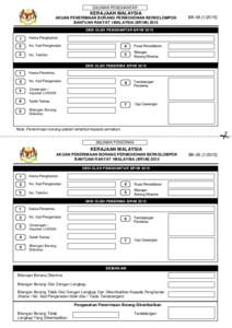 SALINAN PENGHANTAR  KERAJAAN MALAYSIA AKUAN PENERIMAAN BORANG PERMOHONAN BERKELOMPOK BANTUAN RAKYAT 1MALAYSIA (BR1M) 2015