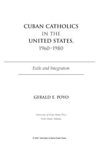 Cuban Catholics in the United States, 1960–1980