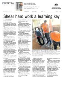 Shear hard work a learning key IN the back blocks of By CARA JEFFERY Brewarrina, New South Wales,