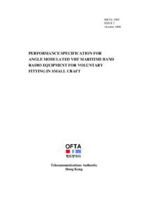 HKTA 1005 ISSUE 5 October 2008 PERFORMANCE SPECIFICATION FOR ANGLE MODULATED VHF MARITIME BAND
